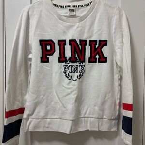 Victoria's Secret White Long Sleeve Tee with Red and Blue Accents